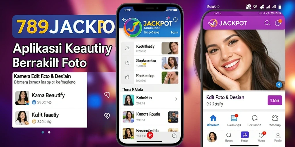 Tampilan antarmuka 789JACKPOT dengan efek Kamera Beautify.