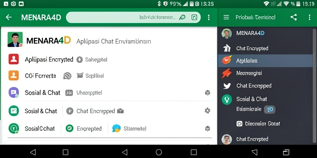Antarmuka pengguna MENARA4D yang menarik dan fungsional untuk Chat Encrypted.