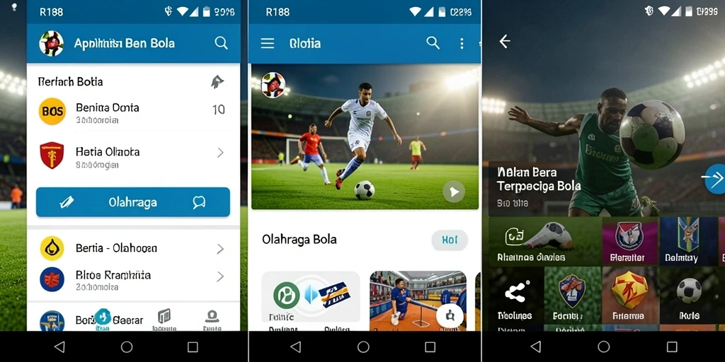 Screenshot utama aplikasi RI188 menampilkan antarmuka berita olahraga bola.