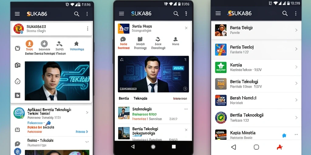 Antarmuka pengguna aplikasi SUKA86 yang modern dan informatif.