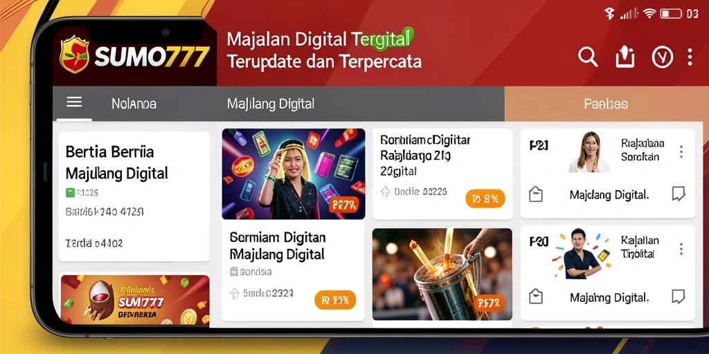 Antarmuka modern dan fungsional dari aplikasi Majalah Digital SUMO777.